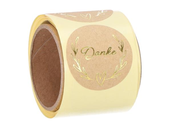 Sticker Papier rund "Danke" 300St Abroller-Box D3,5cm