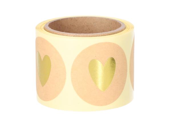 Sticker Papier rund "Herz" 300St Abroller-Box D3,5cm