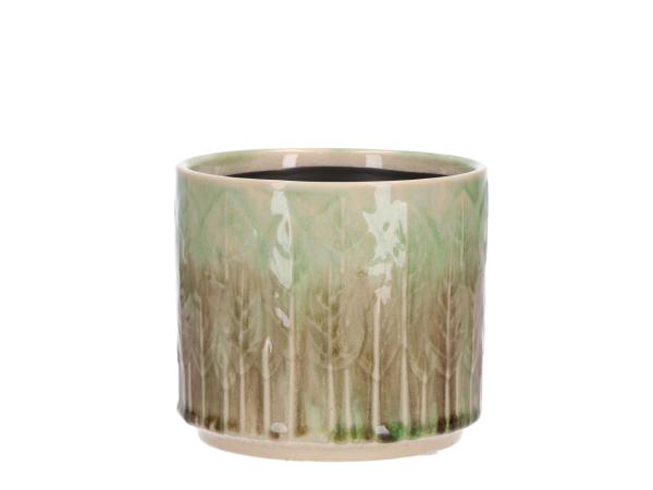 Topf Blattmotiv 3D glasiert D12 H10,5cm