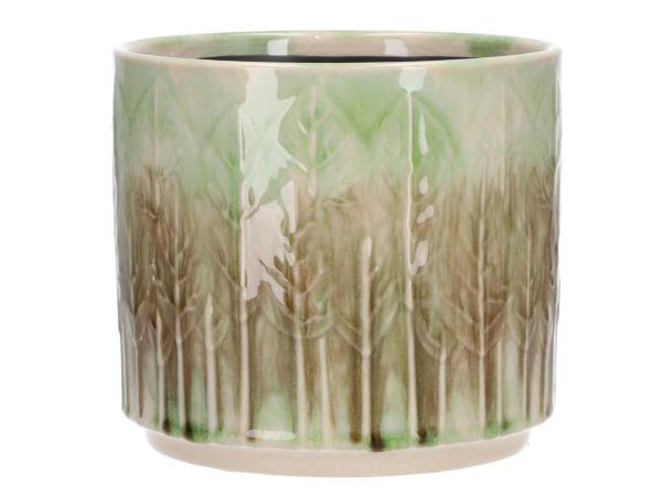 Topf Blattmotiv 3D glasiert D17 H15cm