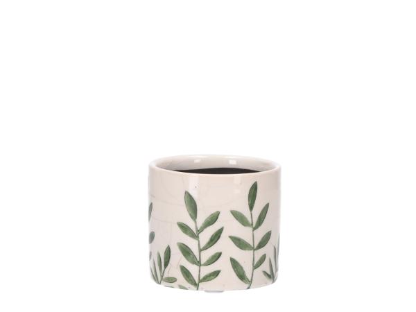 Topf Keramik Druckmotiv Blattranke 