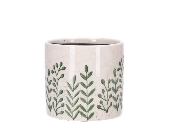 Topf Keramik Druckmotiv Blattranke D12 H10,5cm