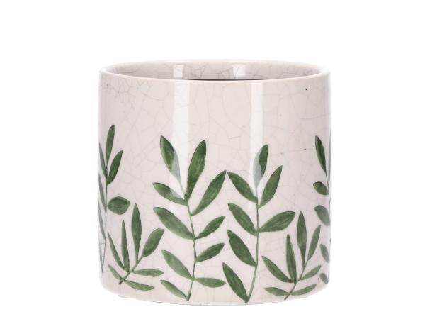 Topf Keramik Druckmotiv Blattranke D14 H12,5cm