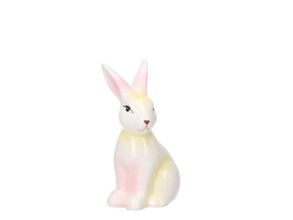 Hase Dolomite Keramik sitzend 2farbig gelb-pink 