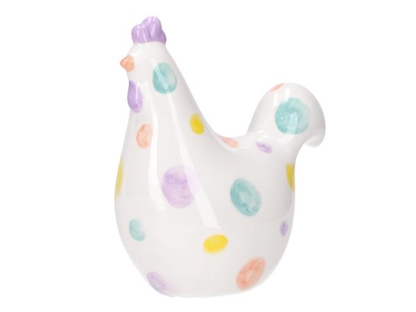 Huhn Porzellan bunte Punkte glasiert B14,3 T6,5 H15,8cm