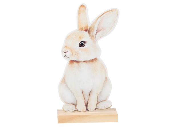Hase Blech a Holzsockel Druckmotiv beidseeitig z Stellen B11-13,5 T5 H20,8cm