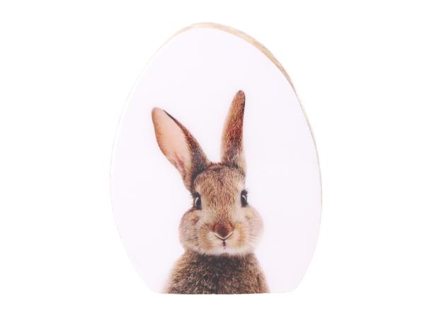 Ei Druckmotiv Hase Mangowood-Emaille z Stellen doppelseitig B11 T2,5 H15cm