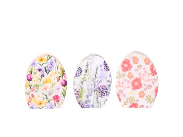 Ei Druckmotiv Floral Mangowood-Emaille 3 Motive z Stellen doppelseitig 