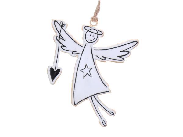 Engel Blech beidseitig emailliert z Hängen B11 H13cm