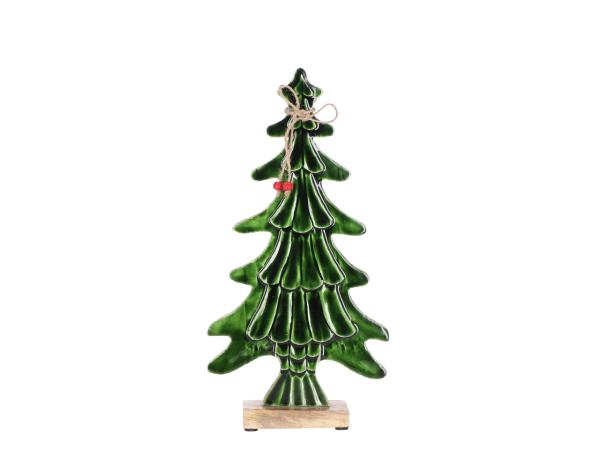 Tannenbaum Mangoholz Emaille doppelseitig B17,5 H34cm
