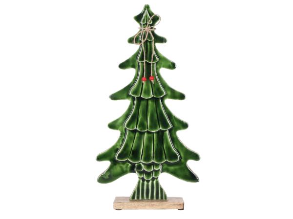 Tannenbaum Mangoholz Emaille doppelseitig B23,5 H45cm