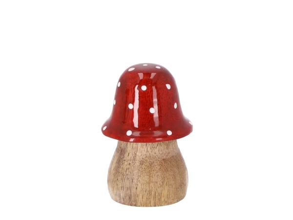 Fliegenpilz Holz Kappe Emaille D5 H7,5cm