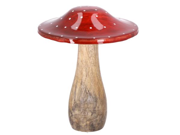 Fliegenpilz Holz Kappe Emaille D15,5 H19cm