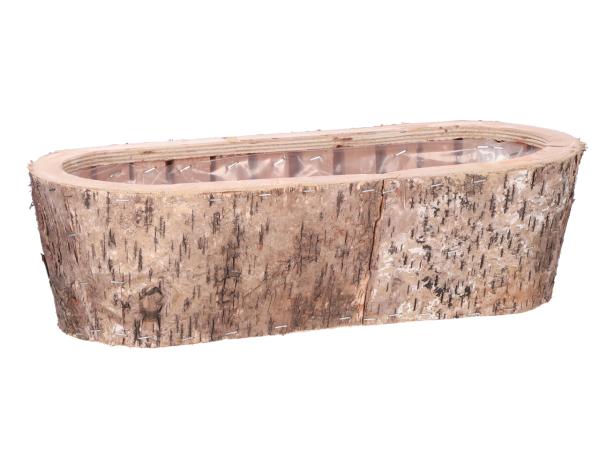 Jardiniere Birkenrinde mit Inlay L43 T18 H12cm