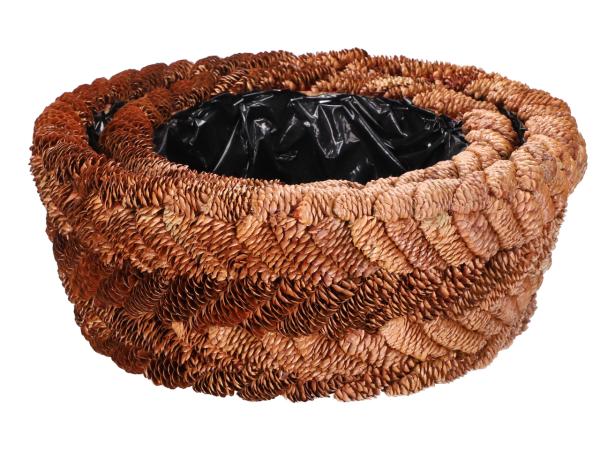 Pflanzschale rund Fichtennzapfen Set2 D32/45 H14/17cm