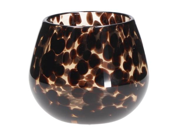 Topf Windlicht Glas Leo durchgefärbt mundgeblasen D11 H9cm