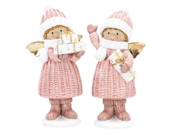 Engel Poly Winterkinder 2Mod Geschenke D8 H17cm