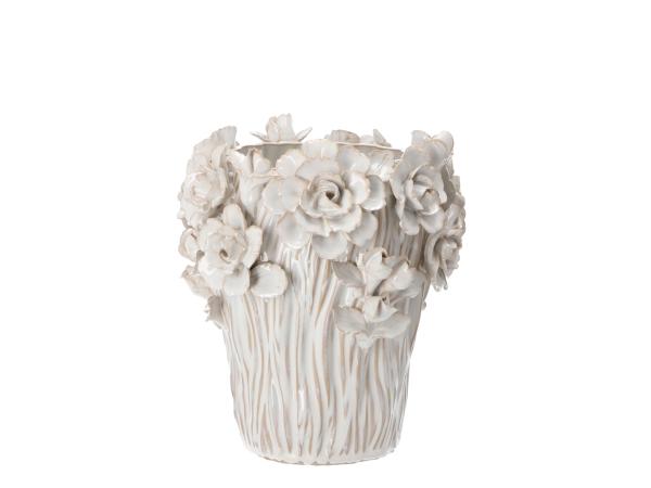 Vase Porzellan Blüten handgefertigt glasiert 