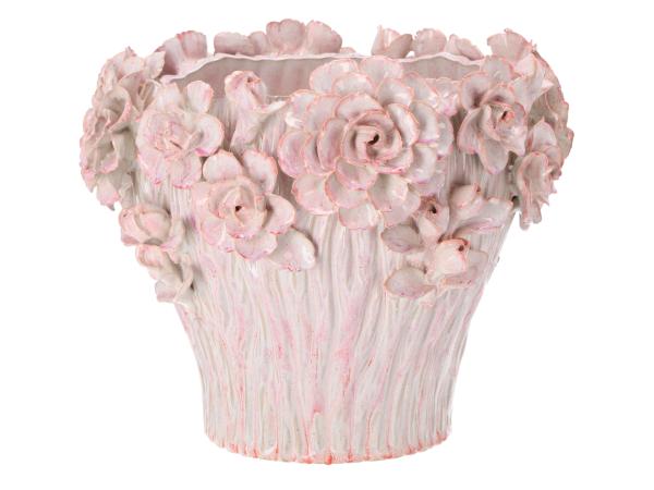 Topf Porzellan Blüten handgefertigt glasiert D32 H27cm