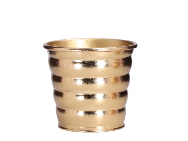 Topf Blech Baldo Rille metallic m Inlay D13 H12cm