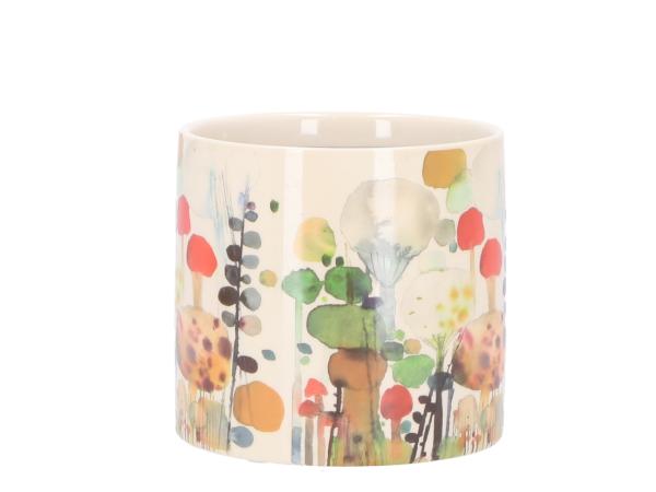 Topf Keramik Herbstmotiv Pilze D14 H12,5cm