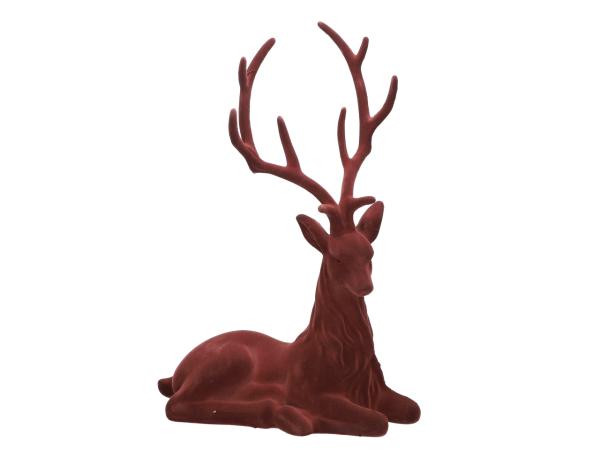 Hirsch Kunststoff Flock sitzend B41 T19 H60cm