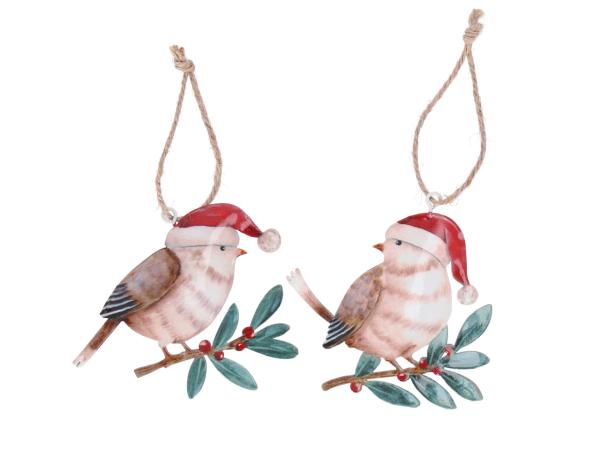 Hänger Blech Vogel Druckmotiv beidseitig 2Mod B8 H8cm