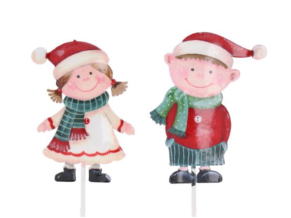 Stecker Blech Winterkinder Druckmotiv beidseitig 2Mod B6 H8 L32m