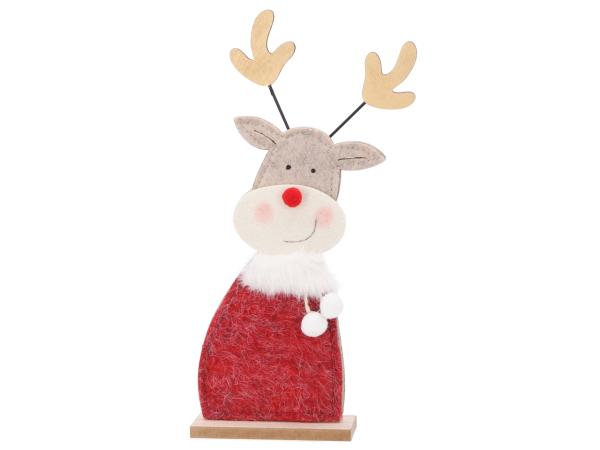 Rentier Funny Filz/Stoff a Holzsockel B14 T5 H33cm