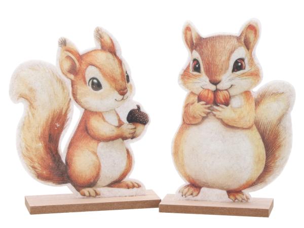 Eichhörnchen Filz Druckmotiv beidseitig a Holzsockel B16/14,5 T5 H0cm
