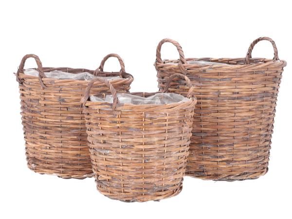 Korb Rattan gespalten m Henkel Set3 