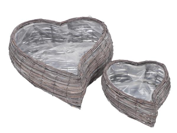 Pflanzherz geschwungen Weinrebe 2tone Set2 L30/45 B22/40 H14cm