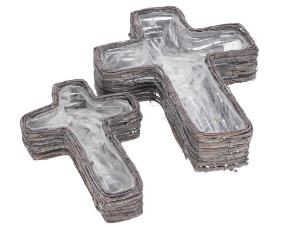 Pflanzkreuz Weinrebe 2tone Set2 B21/32 L34/47 H7/9cm