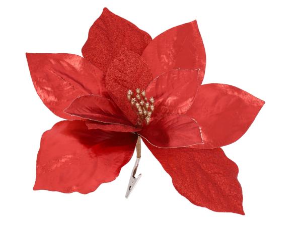 Blüte Poinsettia Deko a MetallClip D27cm