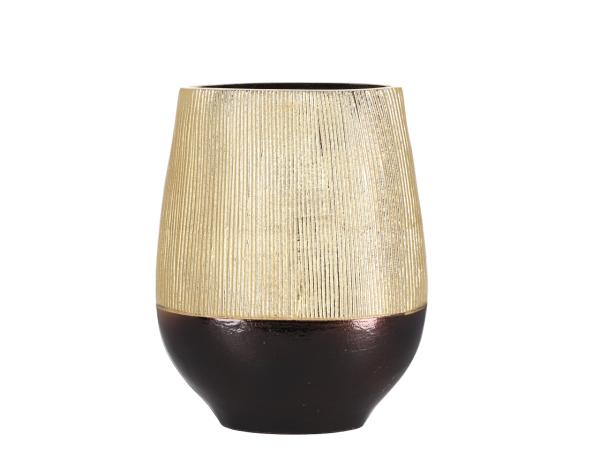 Vase Deko Nofre Aluguss gerillt 2farbig metalplated 