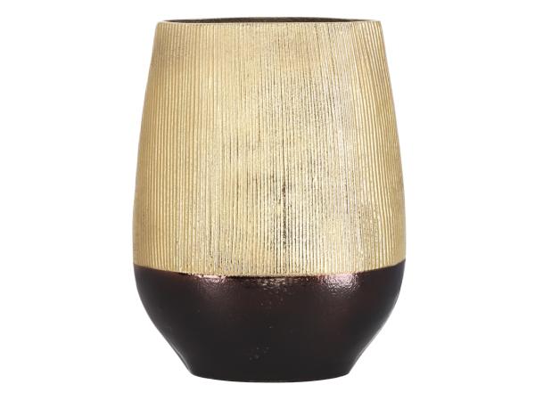 Vase Deko Nofre Aluguss gerillt 2farbig metal plated B29 T10,5 H37cm