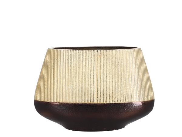 Vase Deko Kleopa Aluguss gerillt 2farbig metalplated B32 T9 H22cm