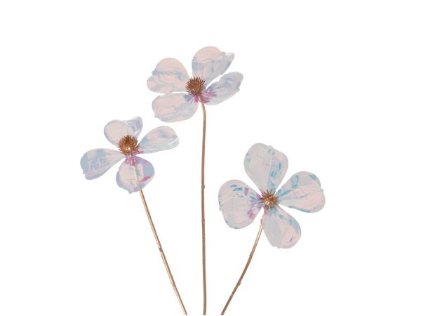 Zweig Blüte KST x3 transparent shiny L60 D20cm