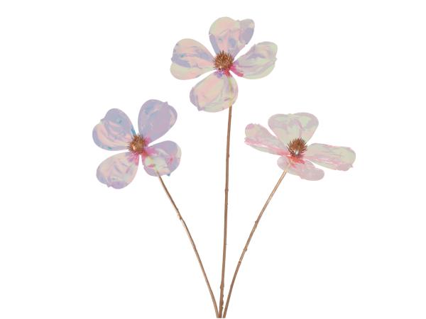 Zweig Blüte KST x3 transparent shiny L60 D20cm