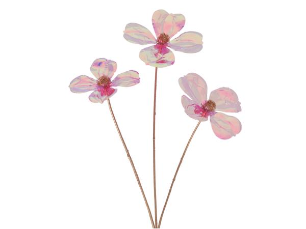 Zweig Blüte KST x3 transparent shiny L60 D20cm