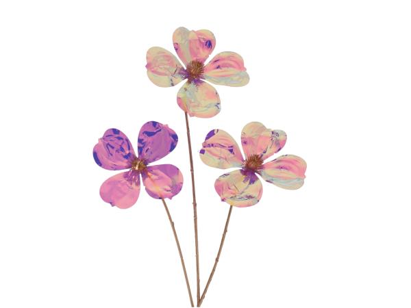 Zweig Blüte KST x3 transparent shiny L60 D20cm