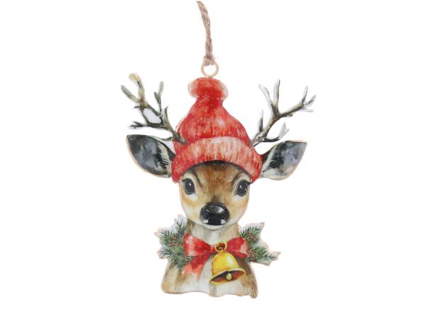 Reh m Glocke Blech beidseitig emailliert z Hängen B11 H13cm