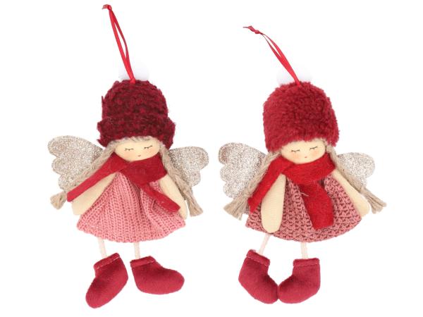 Engel m Mütze/Schal Stoff z Hängen 2Mod B12 H18cm