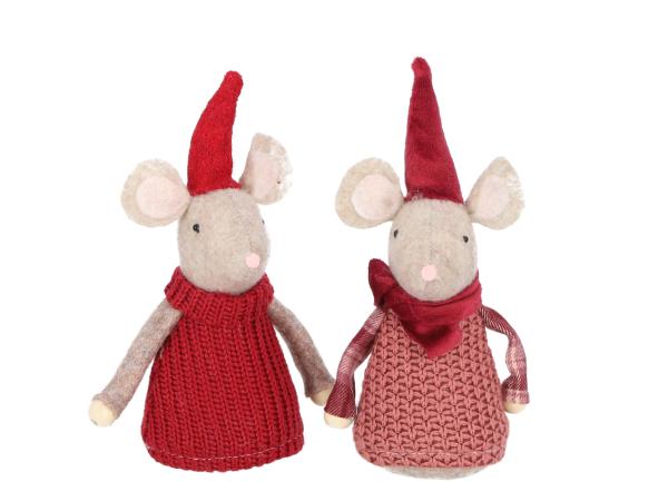 Maus m Spitzhut/Schal Stoff z Stellen 2Mod B8 H16,5cm