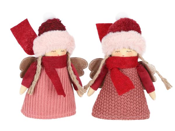 Engel m Schal/Mütze Stoff z Stellen 2Mod B13 T8 H18cm