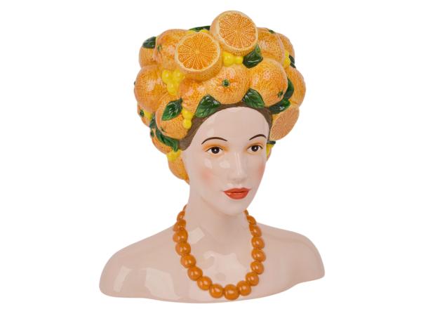 Büste Arangia Orangen Keramik Dolomite handpainted f Topf lady wht orange