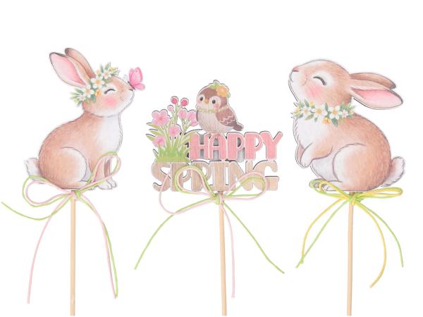 Stecker Holz/Print 3Mod Hase-Vogel HappySpring D6-7 L32cm