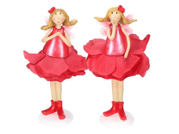 Mädchen m Flügel Poly/Blumenrock Stoff z Stellen 2Mod B8 H14cm