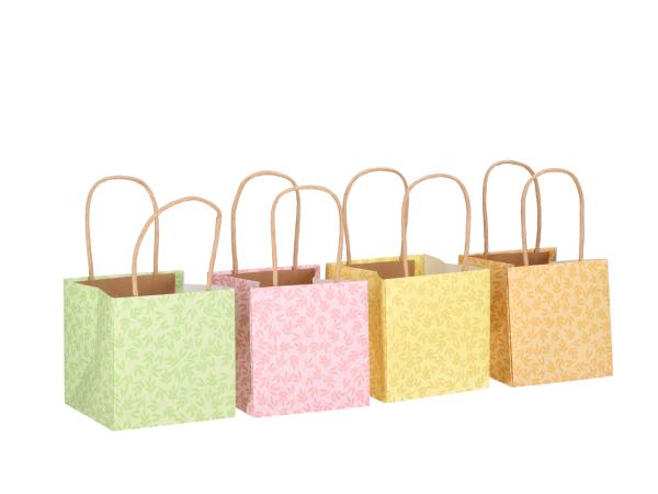 Pflanztasche Papier Druckmotiv Laub m Henkel 4fb sort or-grn-yell-pnk 
