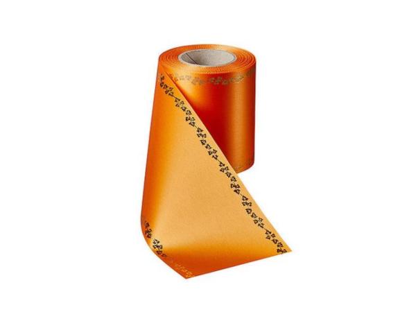 Kranzband Supersatin thermotrans. 125mm 25mr Efeurand orange 125mm 25mr